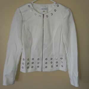 Calvin Klein Ivory Blazer with Metallic Details